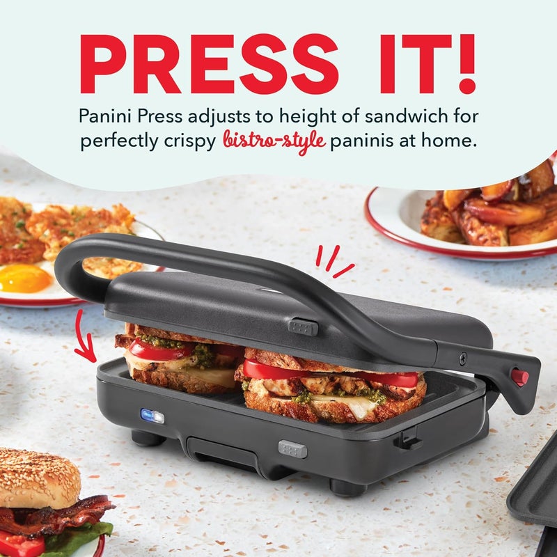 Dash MultiMaker® Flex Press Grill System, Grill + Waffle, Removable Plates - Graphite - Image 4